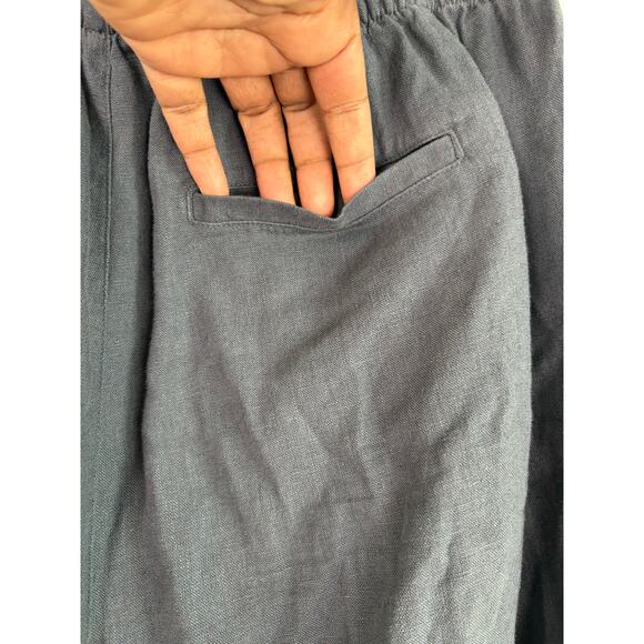 Ann Taylor Loft Gray Linen Pants Sz Med High Rise Elastic Waist Minimalist - Picture 6 of 13